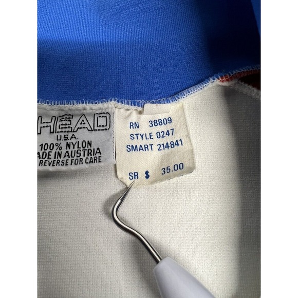 Vintage 70s 80s Head Striped Full Zip Warmup Track‎ Jacket Size XL Zip Pocket - Picture 6 of 9